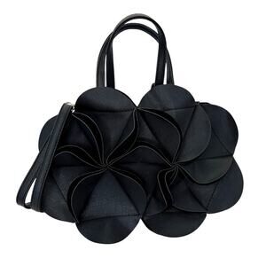 Verano Hill Monique Flower Handbag Black Vegan Leather Crossbody Purse Geometric